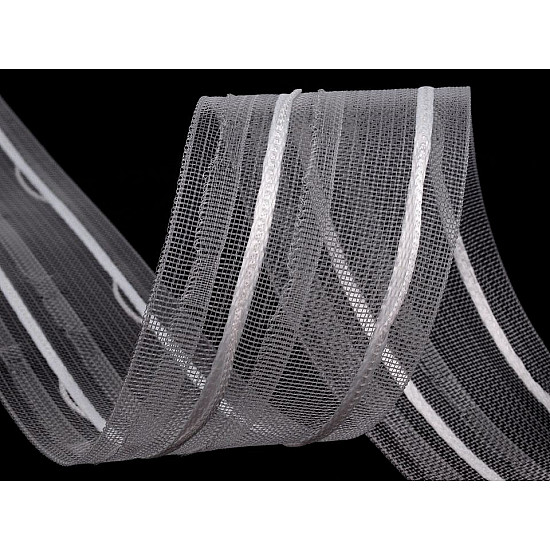 Translucent Curtain Heading Smocking Pleat width 50 mm, Transparent, 50 m