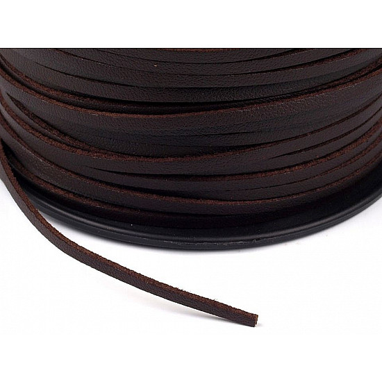 Imitation Leather Flat String, width 2.5 mm width, chocolate