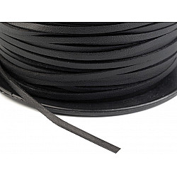 Imitation Leather Flat String, width 2.5 mm width, black