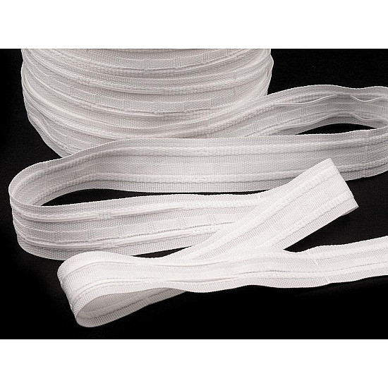 Double Pinch Pleat Curtain Heading Tape width 25 mm, White, 100 m