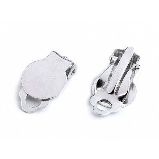 Clip On Earring Finding 10x18 mm, platinum, 10 pc.