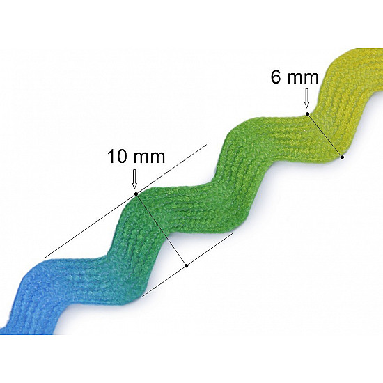 Ric Rac Ribbon Rainbow width 6 mm, multicolor, 1 m