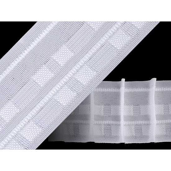 Curtain Heading width 50 mm pencil pleat drapery, white, 50 m