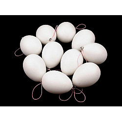 Plastic Easter Eggs 46x64 mm with hanging loop / DIY, white milk, 2 pc.