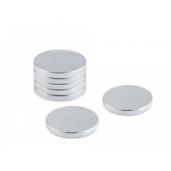 Round Magnet Ø15 mm, strong, nickel, 10 pc.