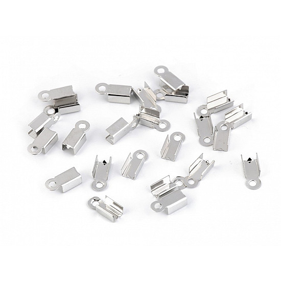 Flat Leather Crimps 4 mm, platinum, 50 pc.