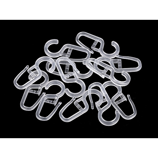 Plastic Curtain Hook, Transparent, 50 pc.