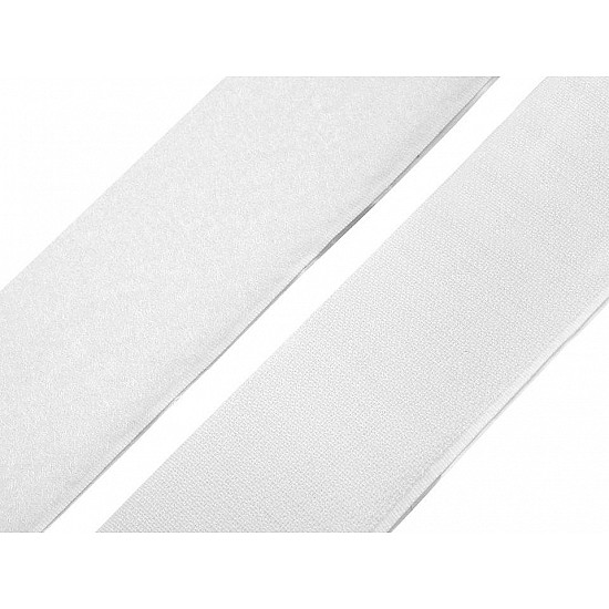 Adhesive Hook and Loop Fastener width 50 mm, White, per metre