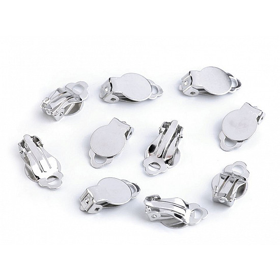 Clip On Earring Finding 10x18 mm, platinum, 10 pc.