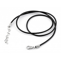 Rubber Necklace Cord with Lobster Clasp length 48 cm, black