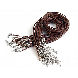 Waxed Cotton Cord with Lobster Clasp 45 cm, brown coffee, 2 pc.