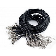 Waxed Cotton Cord with Lobster Clasp 45 cm, black, 2 pc.