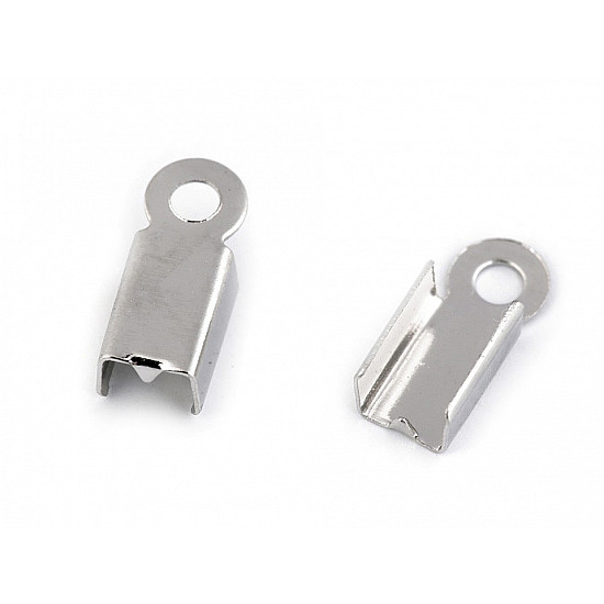 Flat Leather Crimps 4 mm, platinum, 50 pc.