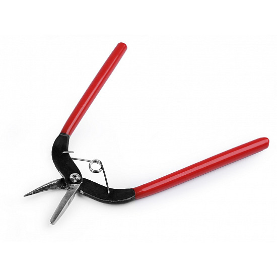 Narrow Flat Nose Pliers Steel 160 mm with return spring, dark red