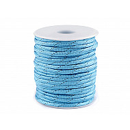 Polyester Cord Ø4 mm with Reflective Thread (roll 5 m) - blue light