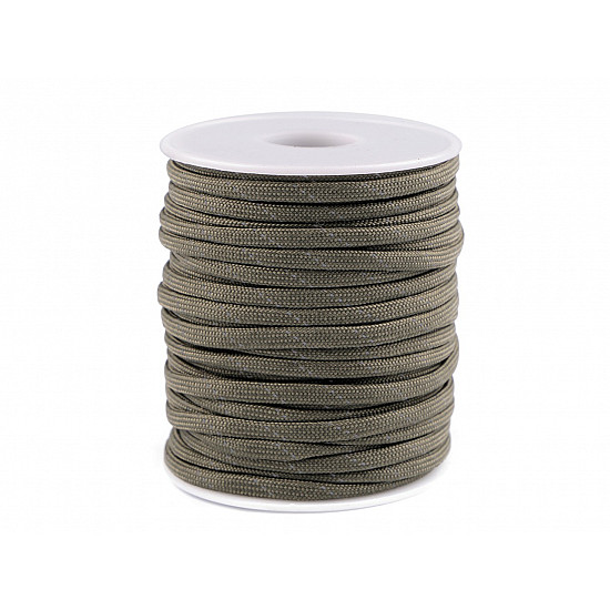 Polyester Cord Ø4 mm with Reflective Thread (roll 5 m) - grey-green