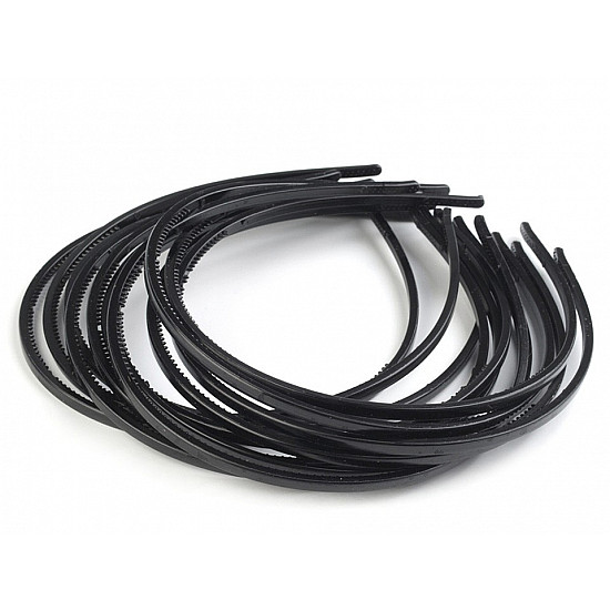 Plastic Thin Headband, black, 12 pc.