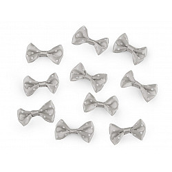 Satin Bow with Polka Dots 20x40 mm, lightgrey, 10 pc.