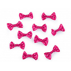 Satin Bow with Polka Dots 20x40 mm, pink, 10 pc.