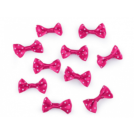 Satin Bow with Polka Dots 20x40 mm, pink, 10 pc.