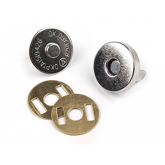 Magnetic Snap Closures Ø15 mm, nickel, 5 set