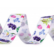 Flower Print Ribbon 25 mm, multicolor, 22.5 m