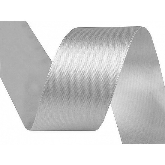 Double Faced Satin Ribbon width 40 mm, silver, 20 m