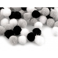 Pom Pom Ø10 mm mix of colours, black, 1 bag