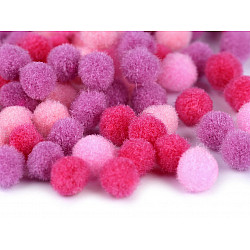 Pom Pom Ø10 mm mix of colours, pink, 1 bag