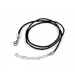 Waxed Cord / Necklace with stainless steel clasp, length 45 cm, black