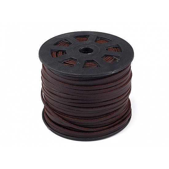 Imitation Leather Flat String, width 2.5 mm width, chocolate