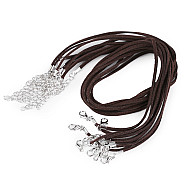 Imitation Leather Necklace Cord with Extension Chain & Clasp 0.3x45 cm, darkbrown, 2 pc.