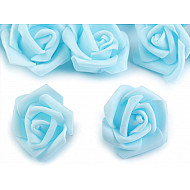 Decorative Foam Rose Ø4 cm, blue azure, 10 pc.