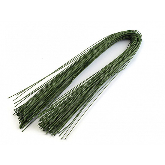 Paper Covered Floral Wire Ø0.5 - 0.7 mm, length 40 cm, green fern, 20 pc.