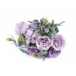 Artificial Bouquet of Roses, Hydrangeas, light violet