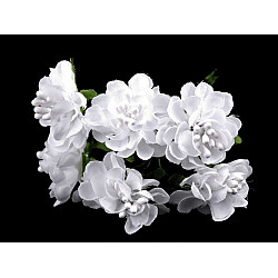 Artificial Flower on Wire / Floral Arrangements, White, 6 pc.