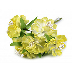 Artificial Flower on Wire / Floral Arrangements, white yellow, 6 pc.