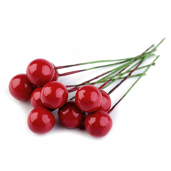 Artificial Red Rowan Berries Ø12 mm, red strawberry, 20 pc.