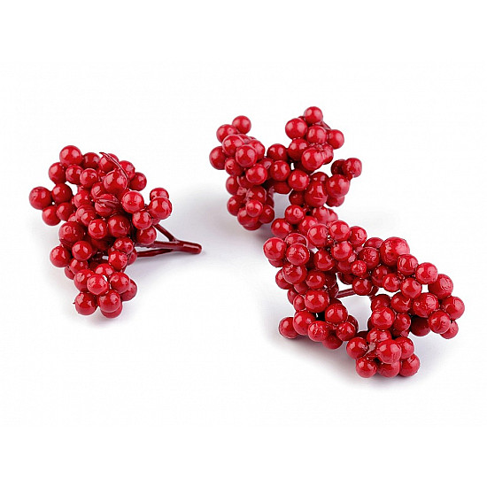 Artificial Rowan Berries, red strawberry, 3 bunch