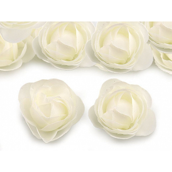 Artificial Flower / Rose Ø35 mm, cream lightest, 4 pc.