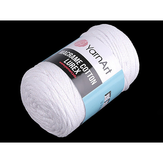 Knitting Yarn Macrame Cotton Lurex 250 g - white - AB, 1 Buc.