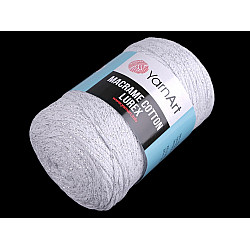 Knitting Yarn Macrame Cotton Lurex 250 g - white - silver, 1 Buc.