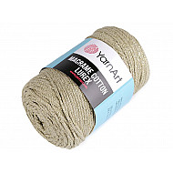 Knitting Yarn Macrame Cotton Lurex 250 g - beige - gold, 1 Buc.