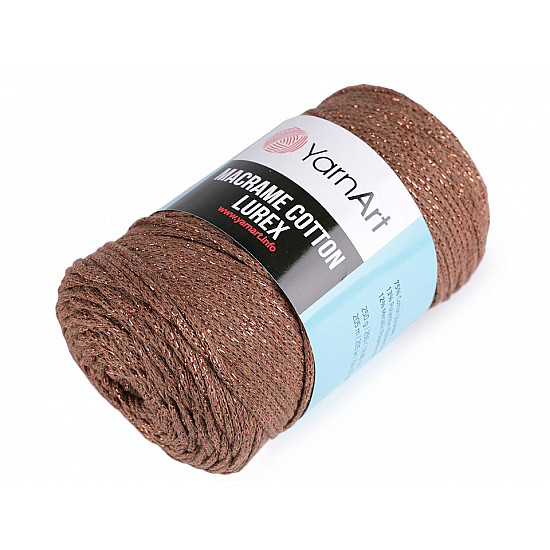 Knitting Yarn Macrame Cotton Lurex 250 g - light brown, 1 Buc.