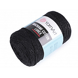 Knitting Yarn Macrame Cotton Lurex 250 g - black, 1 Buc.