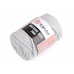 Knitting Yarn Macrame Rope 3 mm 250 g - very light grey, 1 Buc.