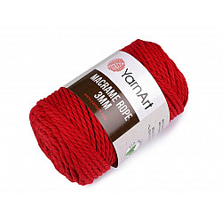 Knitting Yarn Macrame Rope 3 mm 250 g - red, 1 Buc.