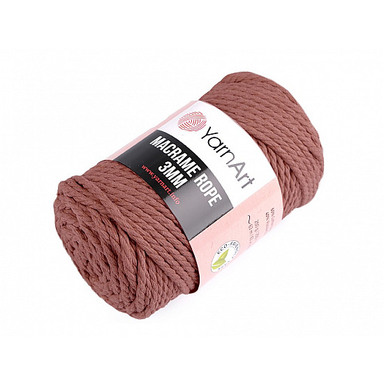 Knitting Yarn Macrame Rope 3 mm 250 g - vintage pink, 1 Buc.