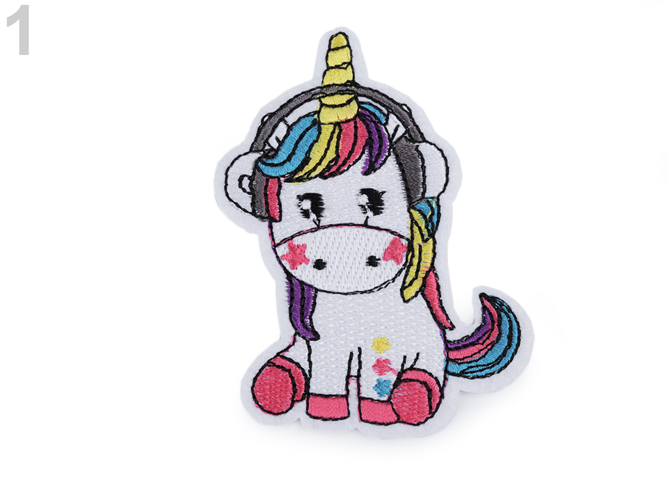 Iron-on Patch Unicorn - white, 1 pc.