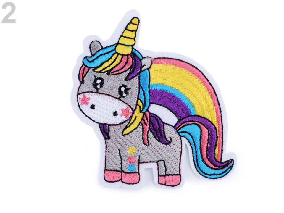 Iron-on Patch Unicorn - silver-brown, 1 pc.